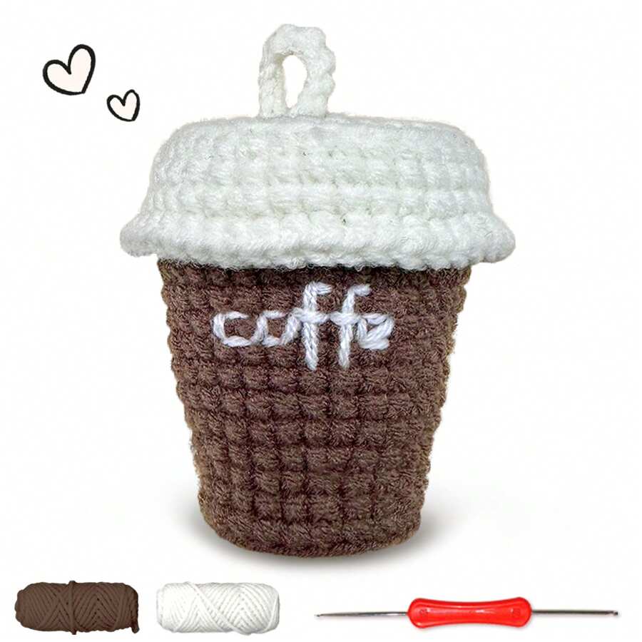 1 pieza, Kit de ganchillo de café para principiantes, kit de animal de punto con ganchos de ganchillo, kit de ganchillo y punto, con video de enseñanza paso a paso (accesorios en color aleatorio) - Café integral - Ver 1