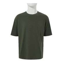 Men's Army Green Oversized Plain Cotton T-Shirt With Solid Drop Shoulder And No Pattern - Army Green - View 1