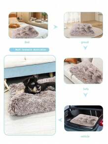1PC Washable Plush Pet Crate Bed For Dog Anti-Slip Pet Mat Bed For Cat Fluffy Comfy Pet Sleeping Mat For Large, Medium, Small Dogs Breeds