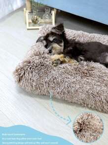 1PC Washable Plush Pet Crate Bed For Dog Anti-Slip Pet Mat Bed For Cat Fluffy Comfy Pet Sleeping Mat For Large, Medium, Small Dogs Breeds