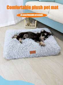 1PC Washable Plush Pet Crate Bed For Dog Anti-Slip Pet Mat Bed For Cat Fluffy Comfy Pet Sleeping Mat For Large, Medium, Small Dogs Breeds