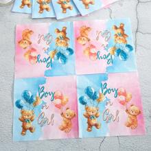 Gender Reveal Party Disposable Dinnerware Set, 7/9 Inch Gender Bear Party Plates & Napkins, Gender Reveal Party One-Time Paper Plates, Party Decorations Suitable For Gender Reveal Party,Christmas