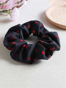 3 件/套复古心形黑色和灰色发圈、高马尾装饰、褶皱发带、发饰 - 彩色 - 查看 5