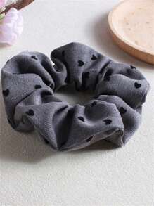 3 件/套复古心形黑色和灰色发圈、高马尾装饰、褶皱发带、发饰 - 彩色 - 查看 3
