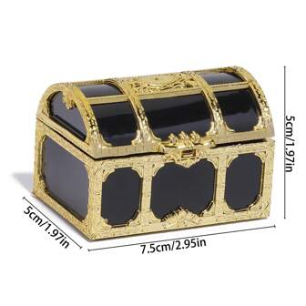 1pc R Mini Treasure Chest Jewelry Storage Case Vintage Gold Color Candy Gifts Transparent Organize Box For Jewelry Supply