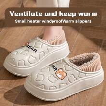 Women's Waterproof Non-Slip Indoor Winter Warm Plush Lining Thick Sole Slides