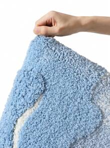 DAJIANG 1pc Flocked Ocean Footprint Bath Mat, Soft Geometric Pattern Super Thick Bathroom Carpet, Suitable For All Seasons, Fresh Style, Non-Slip TPR Bottom, Highly Absorbent, Easy To Clean, Machine Washable, Soft And Comfortable, Suitable For Home Living Room, Bathroom Vanity, Bathtub, Shower, Sink, Home Bathroom Decor And Entryway Decor - Multicolor - View 7