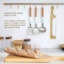 1 pieza Cuchillo cortador de pan de masa madre, cortador de pan para pan casero, cuchillo de arco para masa madre, sierra para pan para pan casero, diseño de arco de violín, cuchillo para masa madre para rebanar - color de registro - Ver 3