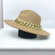 Unisex Western Cowboy Style Solid Color Hat, Suitable For Outdoor Activities, Parties, And Daily Wear Casual, Formal Style, Prom Wear - Light Camel - View 2