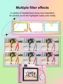 Sản phẩm mới năm 2024 Máy ảnh CCD Video HD Máy ảnh kỹ thuật số cổ điển 4K Máy ảnh kỹ thuật số CCD Ống kính Máy in bỏ túi mini cầm tay - Hồng - Xem 7