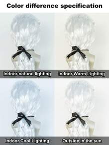 18 世纪白色/米色中长卷发角色扮演假发，适用于殖民地历史法官绅士律师角色扮演服装假发，20 英寸白色卷发带马尾辫合成假发男式长波浪 - 白色 - 查看 8