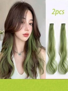 2 Pieces Curly Hair Extensions With Clips For Women - Colorful Protrusions, Invisible And Seamless, Perfect For Casual Wear Or Vacation[ Random Color ] - Multicolor - View 1