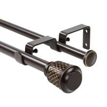 ETeckram 5/8" Window Double  Curtain Rod With Vieve Finials --28''- 48'', 48"-84", 84"-120" (Pewter, Gold, Weathered White,Bronze Gold) - Vàng đồng - Xem 1
