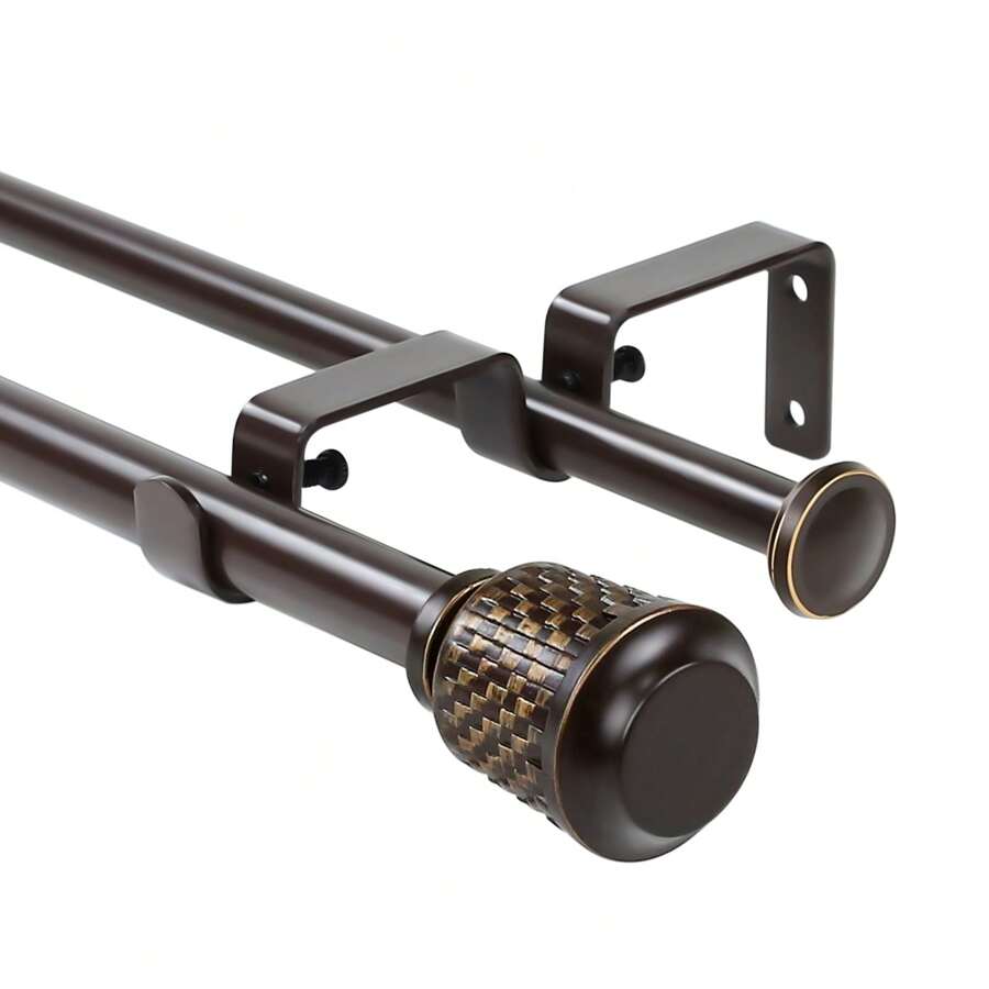 ETeckram 5/8" Window Double Curtain Rod With Vieve Finials --28''- 48'', 48"-84", 84"-120" (Pewter, Gold, Weathered White,Bronze Gold) - Vàng đồng - Xem 1