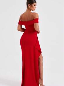 Summer And Winter Long Wrap Dress Strapless Sleeveless With Side Slit Casual Chic Elegant Parties Day To Day Fashion Blogger Versatile Suplex Fabric - Đỏ - Xem 3