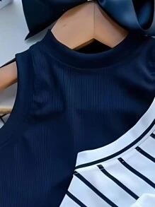 Kit 3 Girls' Tank Tops Ribbed Fabric 4 To 12 Charm Elegance - Nhiều màu - Xem 5