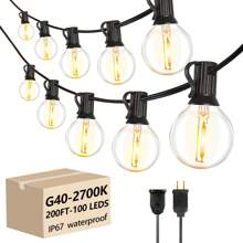 10/25/50/100/200 G40 Indoor And Outdoor String Lights, Breakproof Ball Bulbs, LED Bulbs, Retro Fashion Ball Strings, Easy To Install, Outdoor Camping, Energy Saving , Christmas Decoration, Family Party, Friends And Classmates Party Decoration - 查看 6