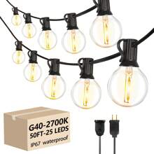10/25/50/100/200 G40 Indoor And Outdoor String Lights, Breakproof Ball Bulbs, LED Bulbs, Retro Fashion Ball Strings, Easy To Install, Outdoor Camping, Energy Saving , Christmas Decoration, Family Party, Friends And Classmates Party Decoration - 查看 5