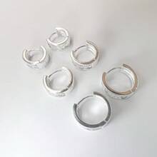 Baguette Hoop Earring Trio Studded With Zirconia Plated In 925 Silver - 銀色 - 查看 7