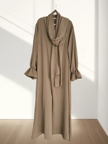 Khăn trùm đầu một mảnh thiết kế tay áo hoa CEY vải nhăn rộng rãi và thoải mái Abaya phù hợp cho phụ nữ mặc khi đi chơi hàng ngày và cầu nguyện - Nhiều màu - Xem 4