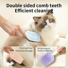 1pc Silicone Pet Grooming De-Shedding Brush, Cat Massage Floating Hair Brush, Deshedding Massager Comb, Cat Brush, Cute Cartoon Ice Cream Cat Brush, Pet Ice Cream Deshedding Brush, Multifunctional Soft Silicone Cat Hair Brush, Remove Cat Floating Hair, Double-Sided, Gentle Skin-Friendly Massage Teeth - Effective Cat Deshedding Tool, Convenient Hanging Scraper, Suitable For Cats