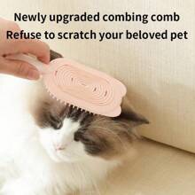 1pc Silicone Pet Grooming De-Shedding Brush, Cat Massage Floating Hair Brush, Deshedding Massager Comb, Cat Brush, Cute Cartoon Ice Cream Cat Brush, Pet Ice Cream Deshedding Brush, Multifunctional Soft Silicone Cat Hair Brush, Remove Cat Floating Hair, Double-Sided, Gentle Skin-Friendly Massage Teeth - Effective Cat Deshedding Tool, Convenient Hanging Scraper, Suitable For Cats