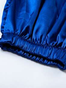 Bộ đồ hai mảnh thời trang mới 2024 dành cho nữ, áo không tay bằng vải satin và quần dài, bộ đồ thường ngày - Màu xanh lam - Xem 6