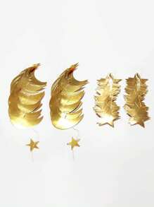 4m Pendente Iridescente de Estrela Cintilante, Lua e Flor para Decoração de Bottom de Banner de Festa Muçulmana, Ramadã e Eid Mubarak - Multicolorido - Visão 4