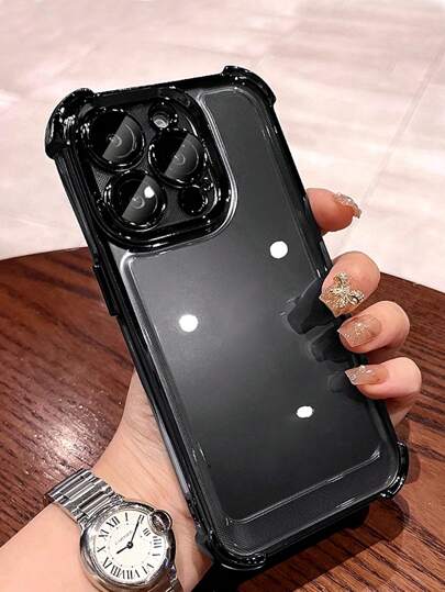 高级奢华电镀黑色透明手机壳，适用于 17 Pro Max/17 Pro/17 Air/17/16 Pro Max/16/16 Pro/16 Plus/15/15 Pro Max/15 Pro/15 Plus/11/12/13/14 Pro Max/XS/XR/11 Pro/11 Pro Max/12 Pro/12 Pro Max/13 Pro/13 Pro Max/7 Plus/14 Pro/14 Pro Max/14 Plus/7 Plus/8 Plus/8/SE2，软壳全覆盖防摔加固角