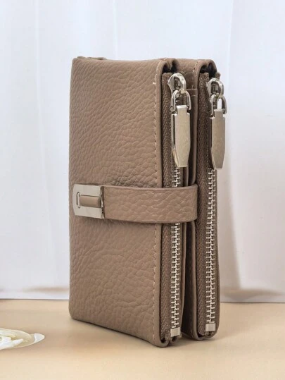 女士短款钱包 PU 柔软动物印花拼布优雅按扣开合大容量多卡槽多功能卡包硬币拉链口袋小巧轻便圣诞节礼物感恩节复古女士钱包钱包