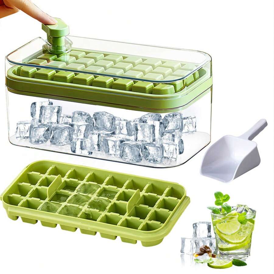 ANTSAY Ice Box, Ice Cube Mold With Storage Box, Ice Cube Tray, Double Layer Ice Maker Mold For Whiskey And Coffee - Green - View 1