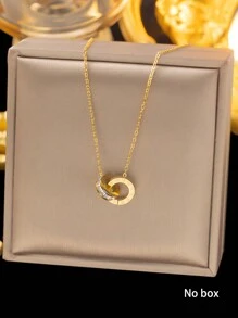 Stainless Steel Roman Numeral Rhinestone Inlaid Geometric Pendant Necklace, Bracelet And Earrings Jewelry Set, Suitable For Daily Wear And Gift