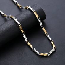 1pc Titanium Steel Interval Necklace, Fashionable Design Fade Resistant Clavicle Chain, Suitable For Men & Women, Daily Wear & Gift - Multicolor - View 9