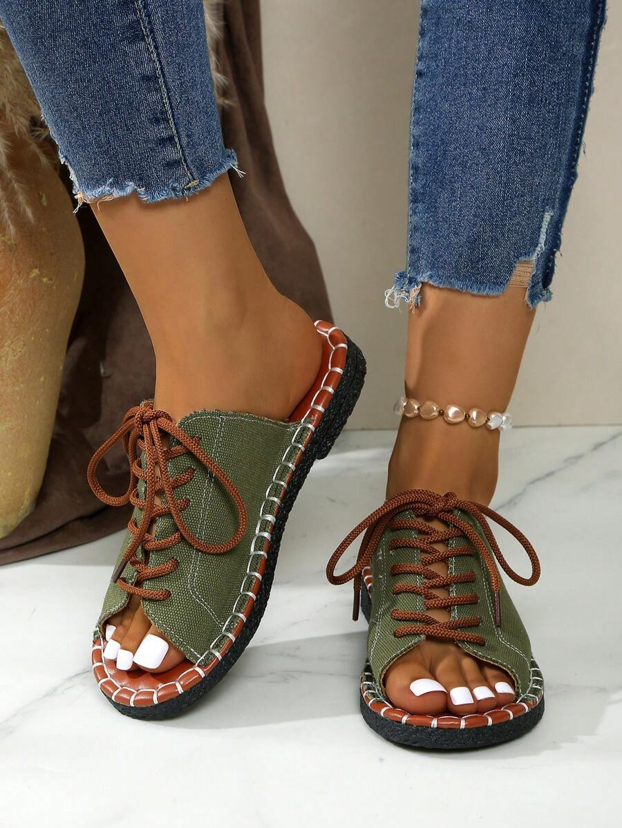 Dép xỏ ngón nhẹ nhàng thoải mái tối giản cho nữ, thời trang du lịch & đi biển, mùa hè - xanh quân đội - Xem 1