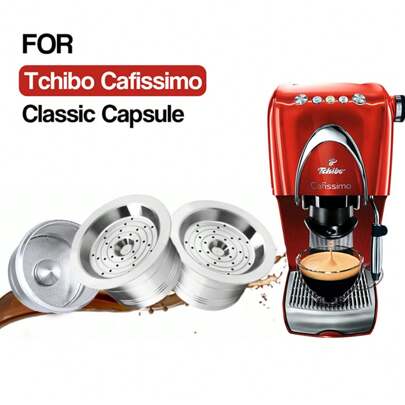 iCafilas Reusable Capsules For 3 Hearts Modo Lov Tchibo Cafissimo K Fee Caffitaly Classic Coffee Machines, Refillable Filter, Coffee Accessories, Back To School Season