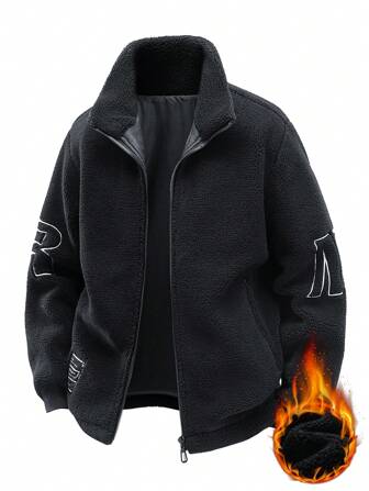 1pc Boyfriend Style Men's Winter Thick Warm Loose Thermal Lined Padded Coat