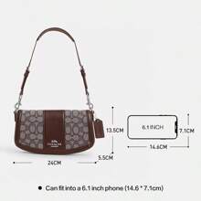 Andrea Women's Shoulder Bag, Signature Jacquard Women's Shoulder Bag, Underarm Bag - Oak Maple Brown - View 3