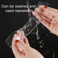 1pc Double Sided Adhesive Tape, Heavy Duty Transparent Washable Ultra-Strong Two Sided Mounting Tape, Strips For Decoration - Clear - View 8
