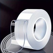 1pc Double Sided Adhesive Tape, Heavy Duty Transparent Washable Ultra-Strong Two Sided Mounting Tape, Strips For Decoration - Clear - View 3