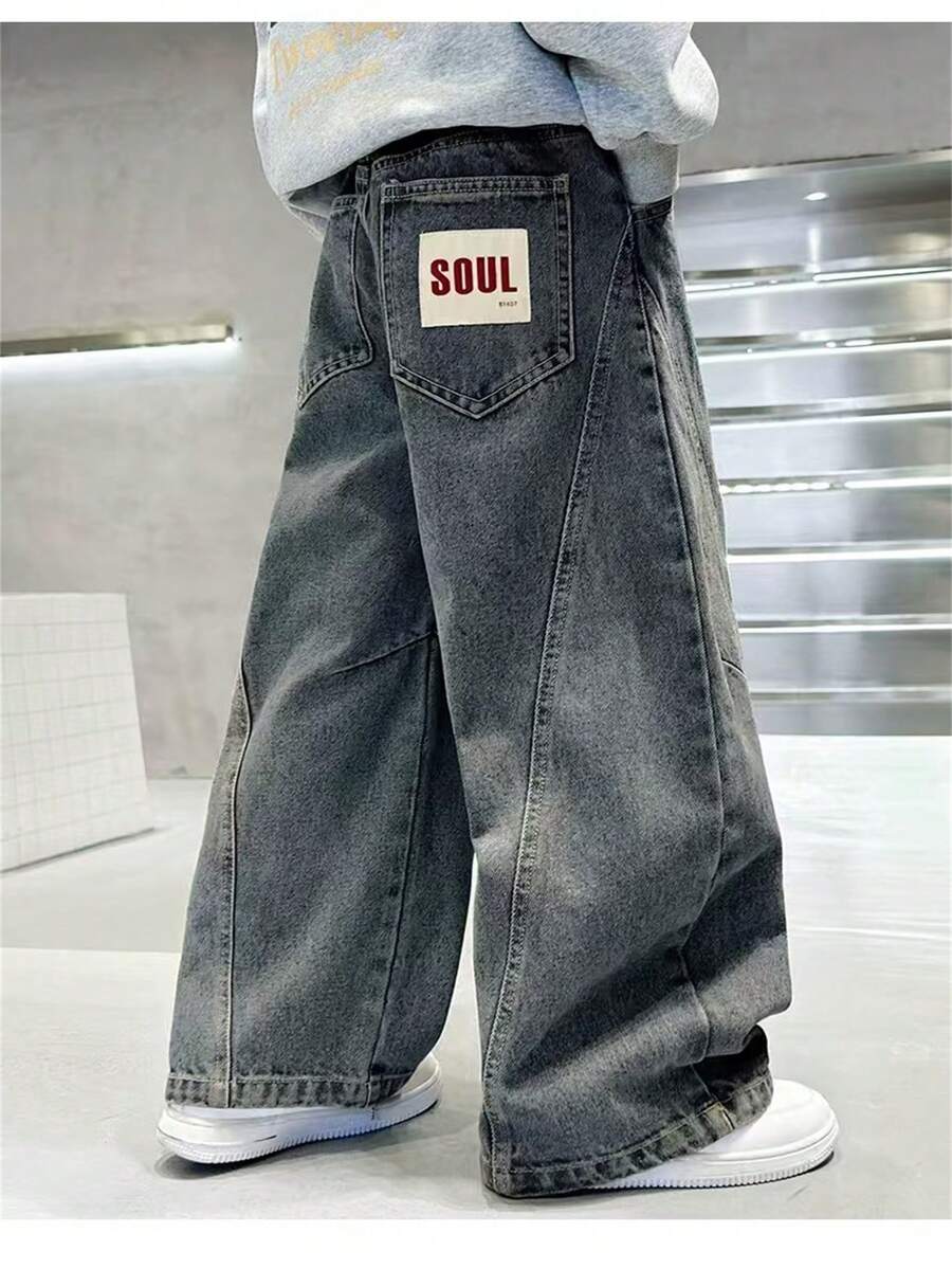 Boys' Spring/Autumn Denim Jeans 2021 New Arrival Straight Leg Casual Pants - Medium Wash - View 1