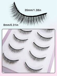 Asiteo 5 Pairs Cartoon Style False Eyelashes, Multi-Layer Natural Criss-Cross Thick False Eyelashes, Beautiful & Fashionable Professional Curling Lashes - 黑色 - 查看 4