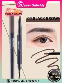 The Face Shop Lápiz de cejas diseñador FMGT, 04 Negro Marrón, fórmula de larga duración e indeformable, altamente pigmentado, fórmula difuminable, dura todo el día, cosméticos coreanos, regalo de K-beauty