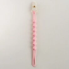 1 件装婴儿硅胶奶嘴夹，采用一体式珠子设计，柔软灵活的奶嘴夹，带纹理，适合男婴和女婴，新生儿必需品