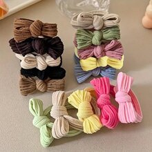 5 Dây buộc tóc nơ dễ thương - Độ đàn hồi cao, Dây buộc tóc đuôi ngựa nhiều màu sắc cho phụ nữ và trẻ em gái - Nhiều màu - Xem 3