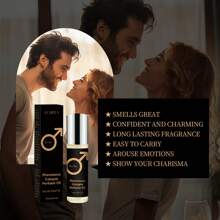 1 件男士信息素古龙水走珠香氛，高浓度木质香味，持久留香，适合约会、通勤和情人节礼物 - 黑色 - 查看 4