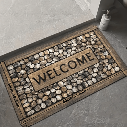 1pc Printed Welcome Doormat, Letter Pattern Durable Non-Slip Carpet, Lightweight Washable Area Rug For Entrance, Bedroom, Living Room, Kitchen, Bathroom Home Decor Gift, Suitable For Various Holidays [Warm Tip: 3D Printing Effect, Not Rough Coconut Fiber, Lightweight Polyester Fiber Material]