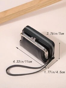 Ví da thật đa năng đơn giản màu trơn cổ điển có khóa Kiss thời trang thường ngày đựng thẻ & hộp đựng quà tặng Giáng sinh Quà tặng lễ Tạ ơn cổ điển cho ví đeo tay móc chìa khóa đựng thẻ Ví đựng danh thiếp đựng thẻ tín dụng cho phụ nữ Ví mini Ví đựng thẻ - màu đen - Xem 5