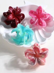 8pcs/4pcs Set New Sweet Transparent Pastel Floral & Hair Claw Hair Clips, High-End Decorative Bangs Hairpins Hair Jaw Clip Hair Clamps Hair Clutch Hair Clip, School Stuff, College Fall Winter Claw Clip Hair Accessories For Women For Vacation Outfits Woman Flower Hair Clip - 8pcs - View 8