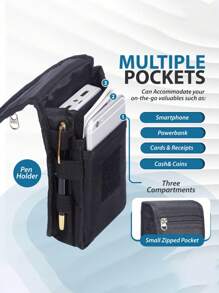 [Populärt val] Herrplånbok med stor kapacitet och smartphone-ficka, taktisk midjebältesväska för telefonen, multifunktionellt telefonfodral - perfekt alla hjärtans dag-present, nylonmaterial, svart, telefonfodral (slumpmässig dragkedja) - Svart - Visa 11