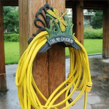 重型铸铁花园软管支架 - 壁挂式小型水管悬挂架 - 装饰性室内外软管架 | 50 英尺 75 英尺 100 英尺水管支架储存 - 彩色 - 查看 11